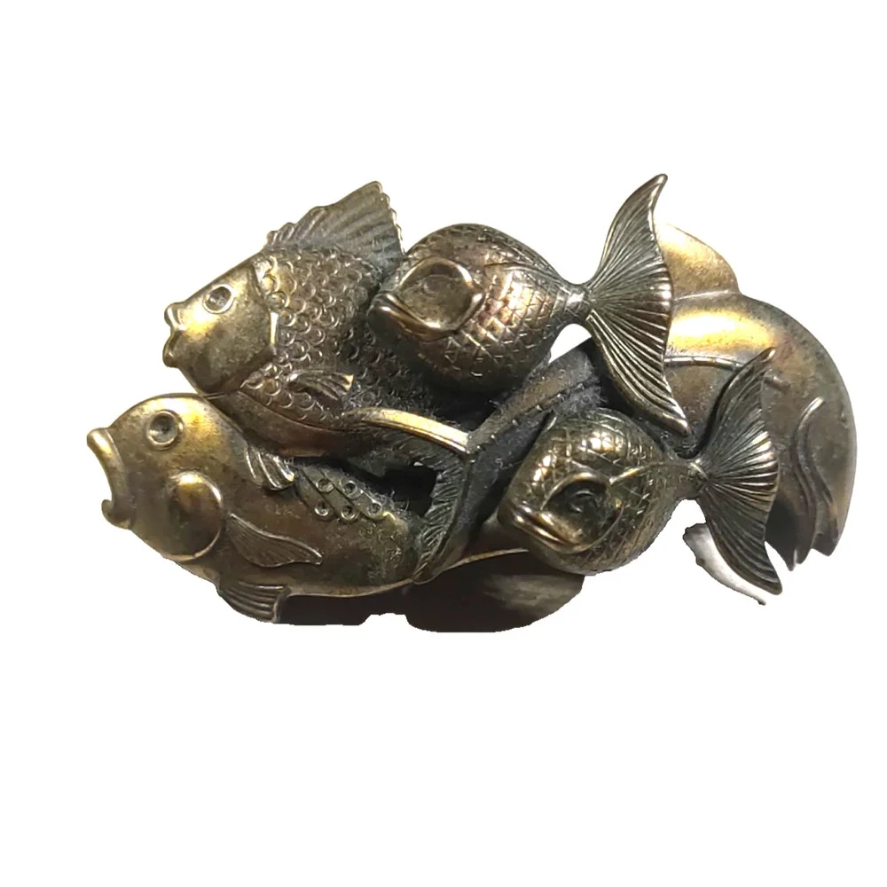 Hair Barrette Tension Clip Brass Fish Ocean Breach